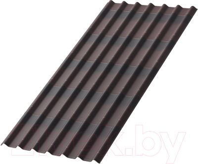 Лист кровельный Onduline Tile x5 SR-130 с тенью 3D (1950x960, коричневый)