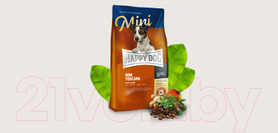 Сухой корм для собак Happy Dog Mini Toscana. Утка и лосось / 61300 (10кг)