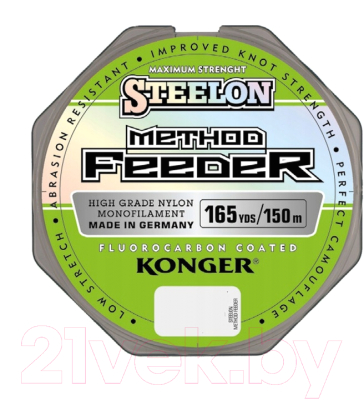 

Леска монофильная Konger, Зеленый, Steelon Method Feeder 0.20мм 150м / 257150020