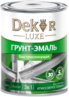 Грунт-эмаль Dekor Sprint 3 в 1 быстросохнущая (900г, черный) - 