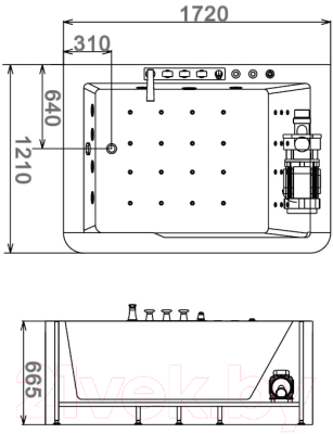 Ванна акриловая Gemy G9226 K 172x121 (с гидромассажем)