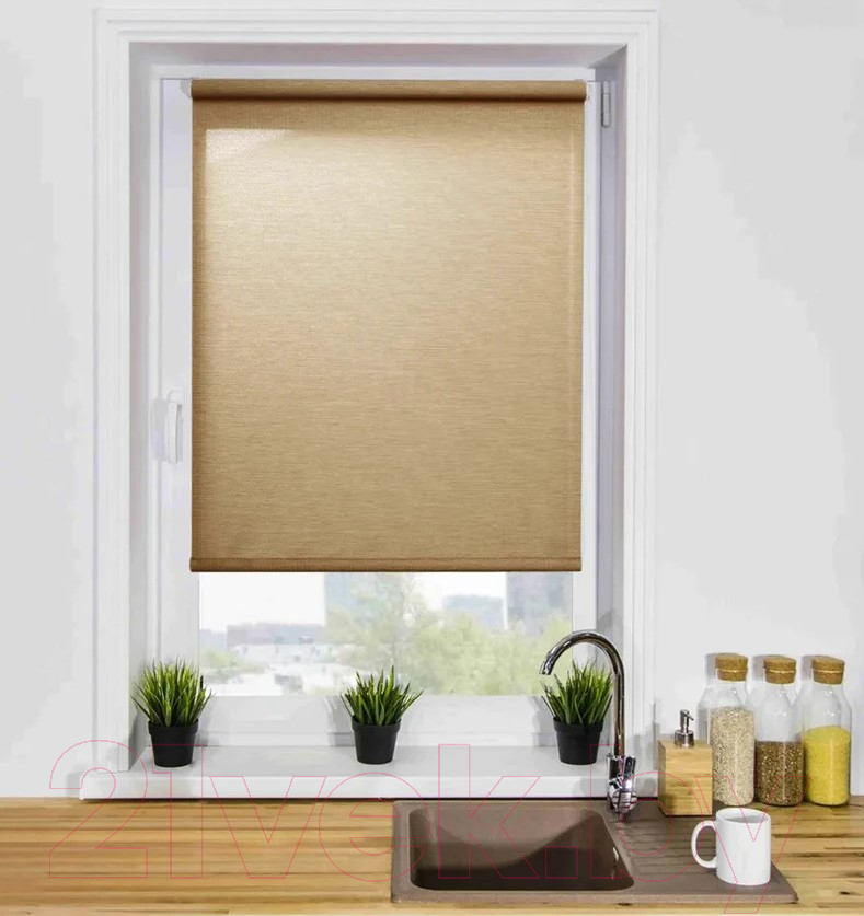 Рулонная штора Lm Decor Камелия LM 49-02 220x185 (бежевый) — фото 2