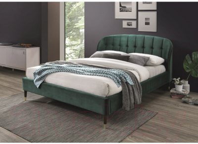 Двуспальная кровать Signal Liguria Velvet 160x200 (зеленый)