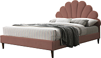 Двуспальная кровать Signal Santana Velvet 160x200 (античный розовый/дуб) - 