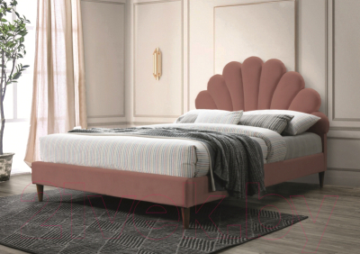 Двуспальная кровать Signal Santana Velvet 160x200 (античный розовый/дуб)