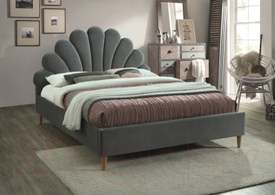 Двуспальная кровать Signal Santana Velvet 160x200 (серый/дуб)