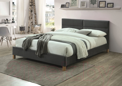 Двуспальная кровать Signal Sierra 160x200 (серый/дуб)