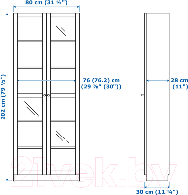 Шкаф с витриной Ikea Билли/Оксберг 292.435.50