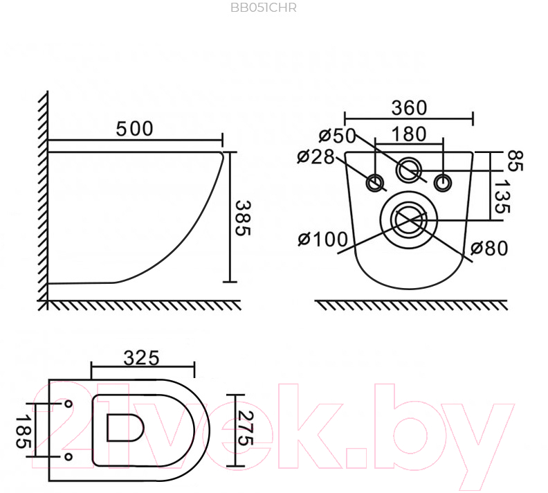 Унитаз подвесной BelBagno BB051CHR