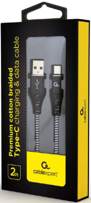 Кабель Gembird CC-USB2B-AMCM-2M-BW (2м, черный/белый)