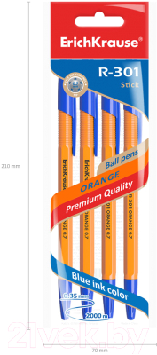 Набор шариковых ручек Erich Krause R-301 Orange / 22189 (4шт)