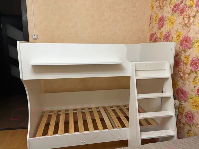 Двухъярусная кровать детская Можга Капризун 3 / Р434 (белый)