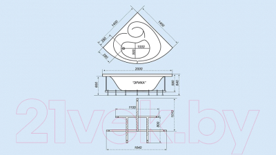 Ванна акриловая Triton Эрика 140x140 (с каркасом)