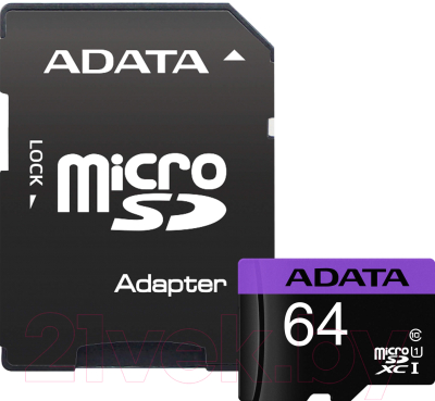 Карта памяти A-data Premier microSDXC UHS-I (Class 10) 64GB (AUSDX64GUICL10-RM3BK)