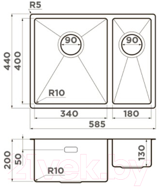 Мойка кухонная Omoikiri Taki 58-2-U/IF-IN-L (4993768)