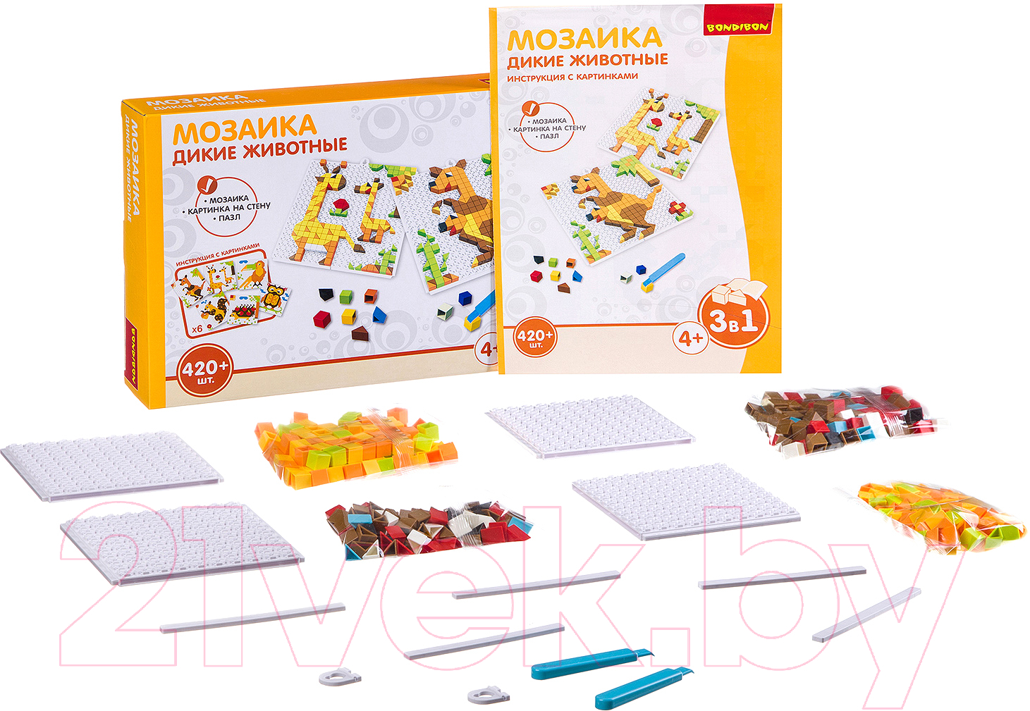 Развивающая игрушка Bondibon Мозаика. Дикие животные / ВВ3032