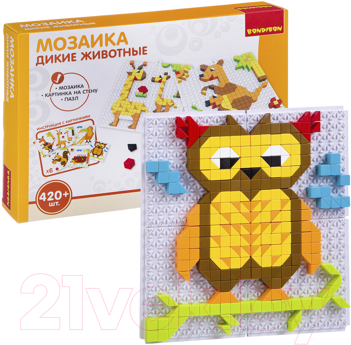 Развивающая игрушка Bondibon Мозаика. Дикие животные / ВВ3032