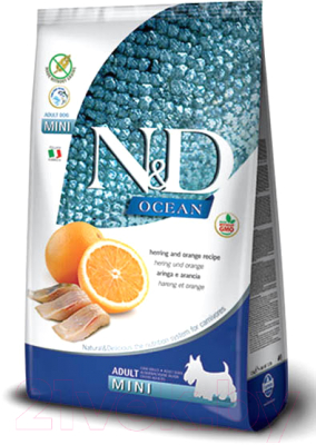 

Корм для собак Farmina, N&D Ocean Herring & Orange Adult Mini