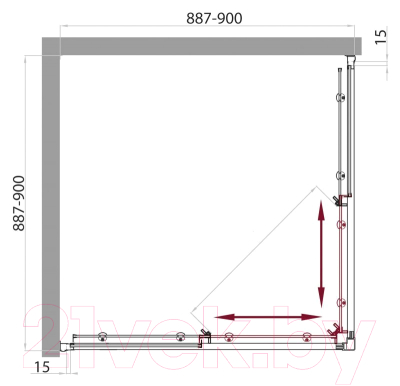 Душевой уголок BelBagno UNO-195-A-2-90-C-Cr