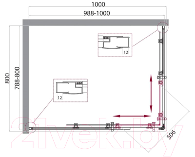 Купить Душевой уголок BelBagno UNO-195-AH-2-100/80-P-Cr  