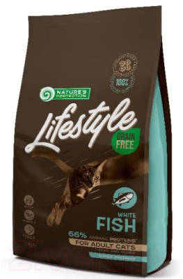 Сухой корм для кошек Nature's Protection Lifestyle Grain Free Adult White Fish / NPLS45960 (7кг)