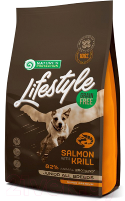 Сухой корм для собак Nature's Protection Lifestyle Grain Free Salmon With Krill Junior / NPLS45687 (10кг)