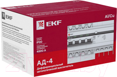 Дифференциальный автомат EKF PROxima АД-4 16А/30мА / DA4-16-30-pro