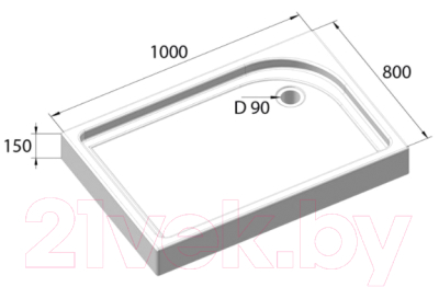 Душевой поддон BelBagno TRAY-BB-AH-100/80-15-W-R