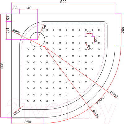 Душевой поддон Cezares TRAY-A-R-80-550-15-W