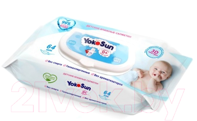 Влажные салфетки детские YokoSun 3D-текстура 0+ (64шт)