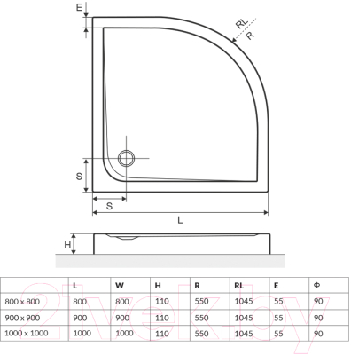 Душевой поддон Excellent Sense A Compact 80 / BREX.SEN08WHC