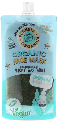 Маска для лица кремовая Planeta Organica Skin Super Food Seed Увлажняющая Spirulina & basil seeds (100мл)