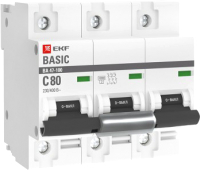 Выключатель автоматический EKF Basic ВА 47-100 3P 80A (C) 10kA / mcb47100-3-80C-bas - 