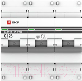 Выключатель автоматический EKF PROxima ВА 47-100 3P 125A (C) 10kA / mcb47100-3-125C-pro