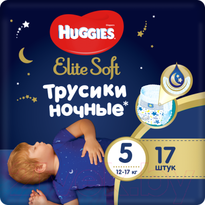 

Подгузники-трусики детские Huggies, Elite Soft Overnites 5