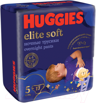 Подгузники-трусики детские Huggies Elite Soft Overnites 5 (17шт)