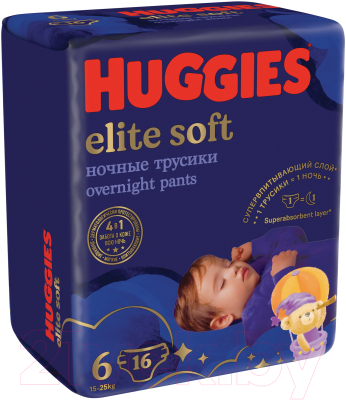 Подгузники-трусики детские Huggies Elite Soft Overnites 6 (16шт)