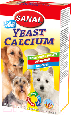 Лакомство для собак Sanal Yeast Calcium / 2000SD (100г)