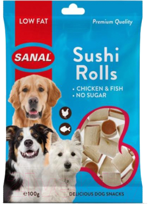 Лакомство для собак Sanal Sushi Rolls / 2965SD (100г)