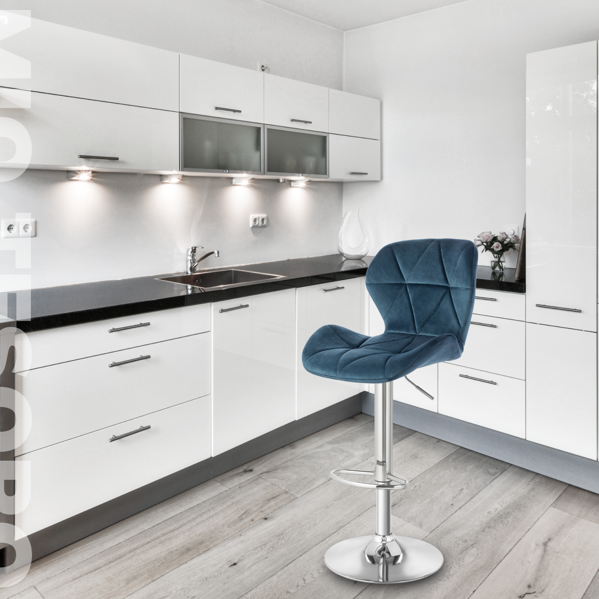 Стул барный Mio Tesoro Грация BS-035 (G062-48 темно-синий) — фото 6