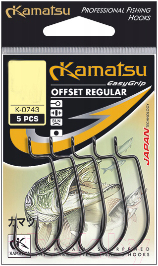 Набор крючков рыболовных KAMATSU Offset Regular K-0743 № 3/0 / 516300330 (5шт) — фото 2