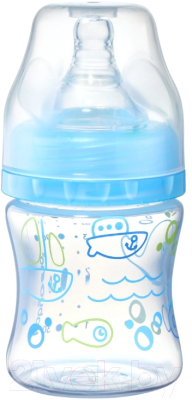 Бутылочка для кормления BabyOno Антиколиковая с широким горлышком / 402/03 (120мл, голубой)