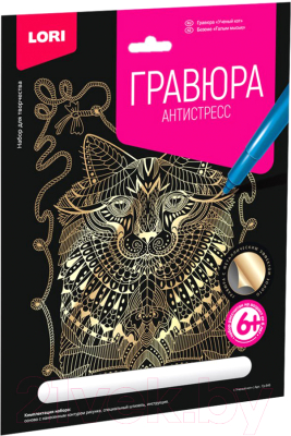 

Набор для творчества Lori, Гравюра Антистресс Ученый кот / Гр-545