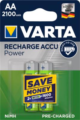 Комплект аккумуляторов Varta ACCU R2U AA 2100mAh BLI 2 (56706101402)