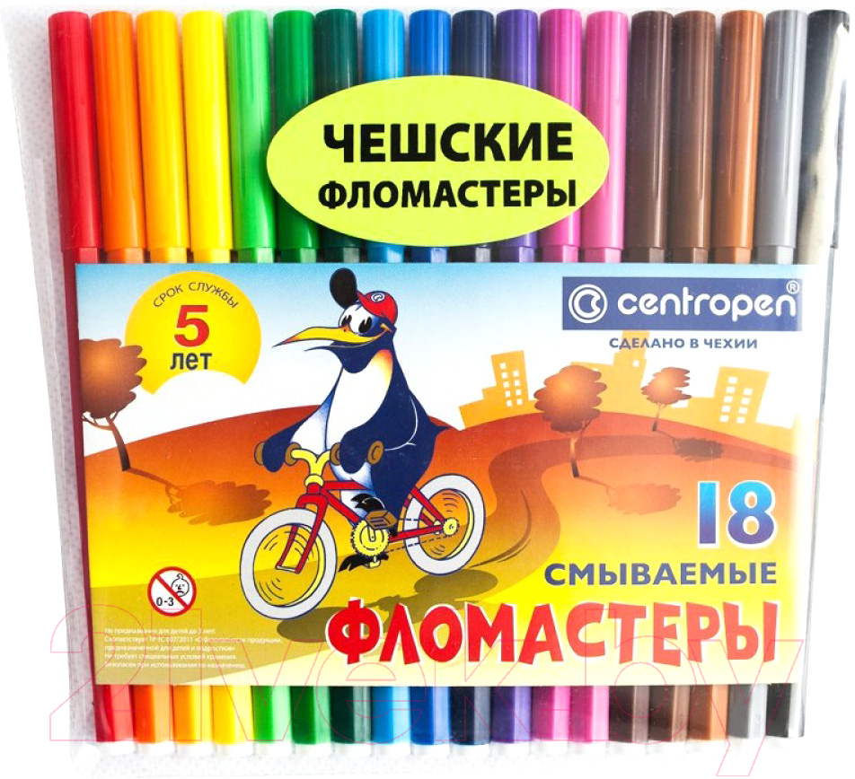 Фломастеры Centropen Пингвины / 7790 1886 (18шт)