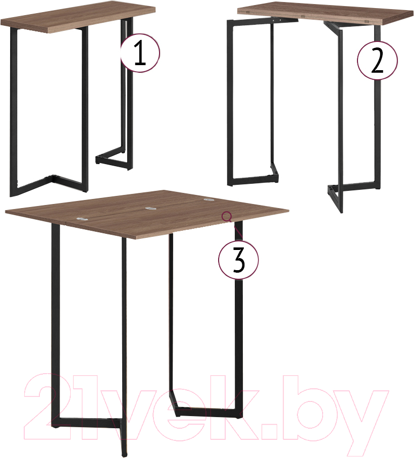 Обеденный стол Millwood Арлен 1 38-76x110x110 (дуб табачный Craft/металл черный)