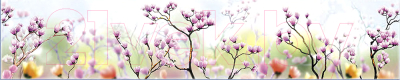 Скиналь Оптион Цветы. Сакура 4 (стекло, 2800x600x3)