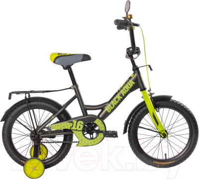 Детский велосипед Black Aqua Fishka 18 KG1827 со светящимися колесами (хаки/лимонный)