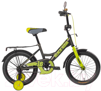 Детский велосипед Black Aqua Fishka 16 KG1627 со светящимися колесами (хаки/лимонный)