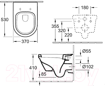 Унитаз подвесной с инсталляцией Villeroy & Boch Architectura 5684-H1-01 + 458.125.21.1